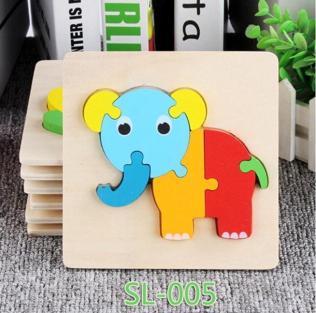 Baby speelgoed | Houten puzzel | olifant Puzzel | Peuter puzzel | 7 delig